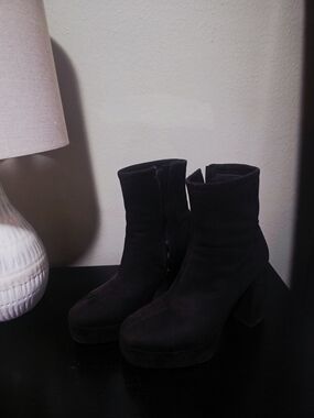 Forever 21 Black Platform Ankle Booties with Block Heel